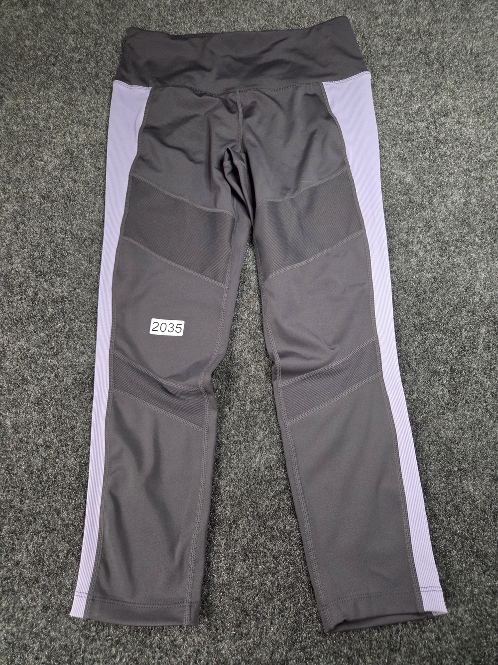 Tangerine Womens M 7/8 Leggings Gray Lavender Purple Colorblock Mesh Athletic